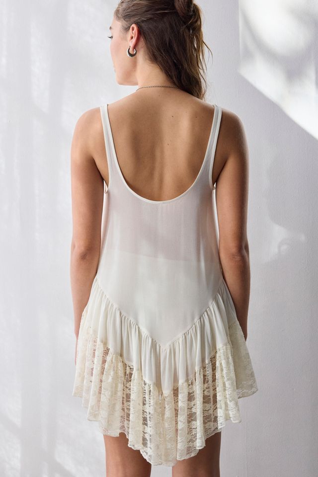 Out From Under Women's River Ruffle Lace Trim Slip Dress