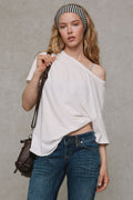 BDG Women's Courtney Off-The-Shoulder Oversized Tee