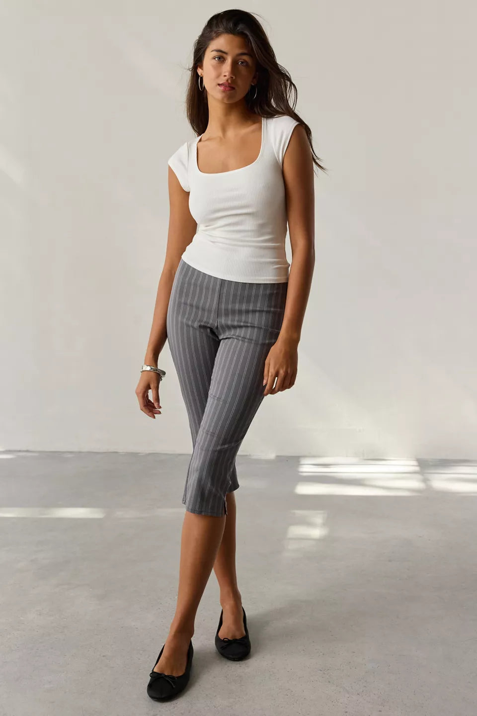 BDG Women's Drew Cap Sleeve Square Neck Cropped Tee