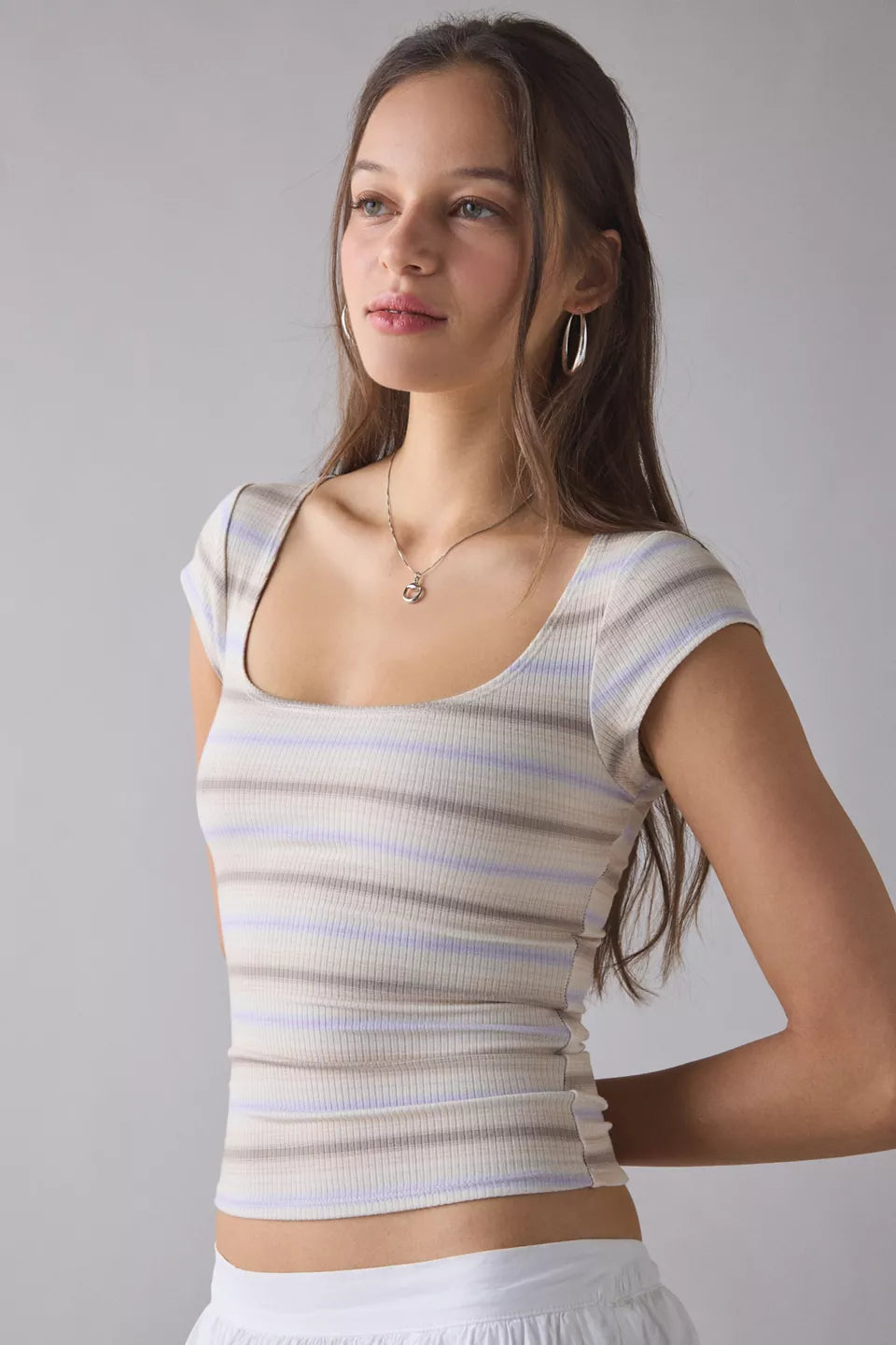 Women's Drew Cap Sleeve Square Neck Cropped Tee