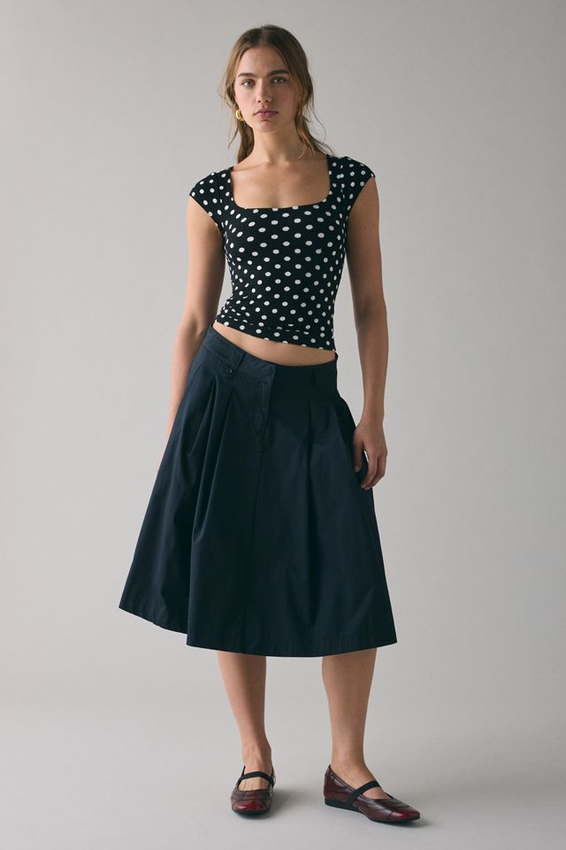 BDG Women's Drew Cap Sleeve Square Neck Cropped Tee