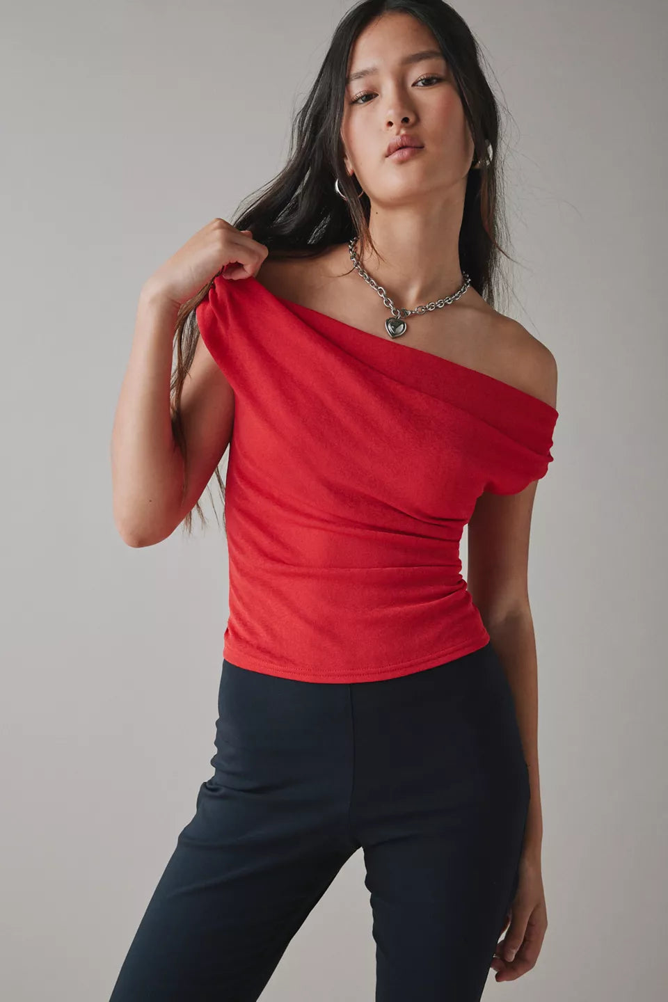 Urban Outfitters Women's Fia Mesh Off-The-Shoulder Crop Top