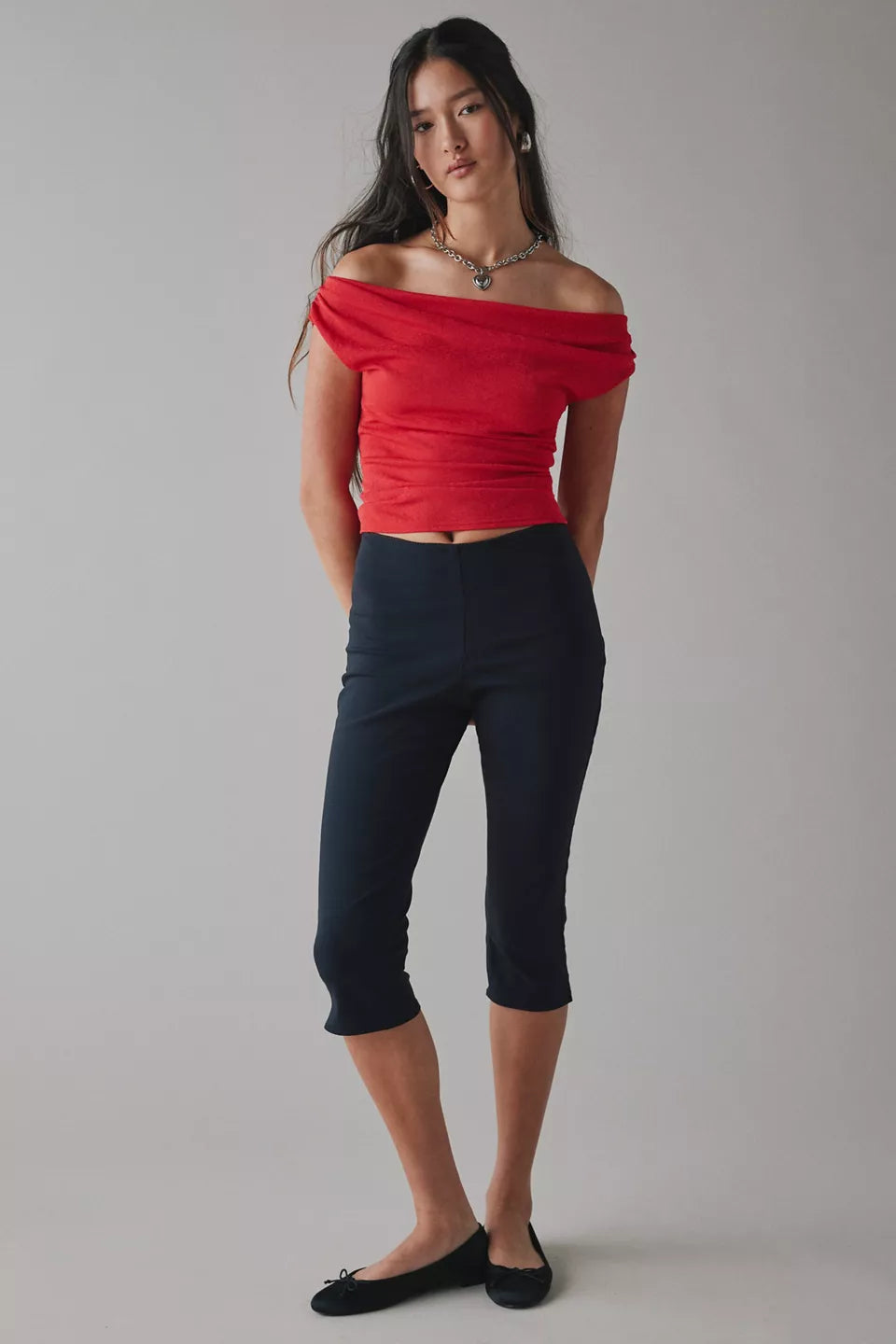 Urban Outfitters Women's Fia Mesh Off-The-Shoulder Crop Top