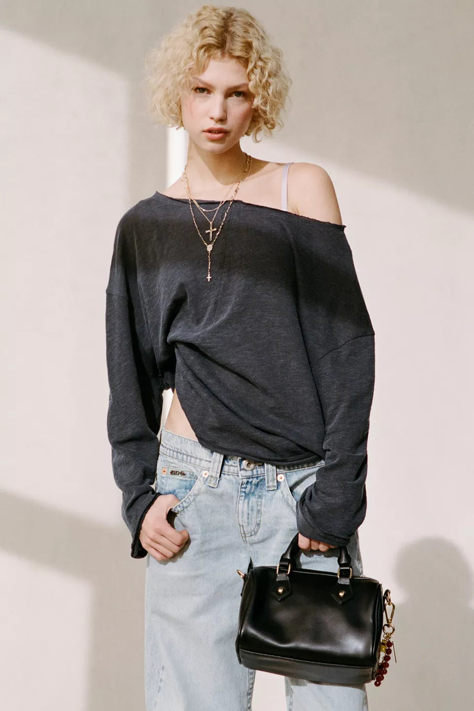 BDG Women's Kurt Off-The-Shoulder Long Sleeve Tee