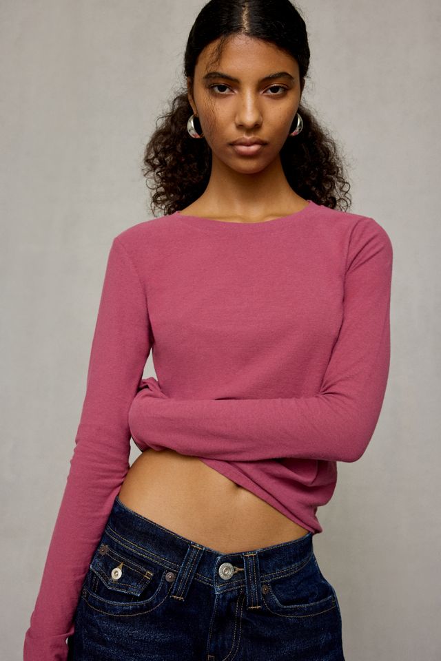 BDG Women's Spill The Tee Long Sleeve Cotton T-Shirt