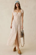 Kimchi Blue Women's Samira Puff Sleeve Smocked Button-Front Layering Maxi Dress
