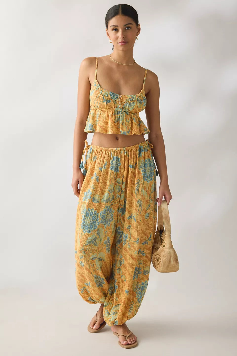 Out From Under Women's Golden Hour Tie-Strap Cropped Babydoll Cami