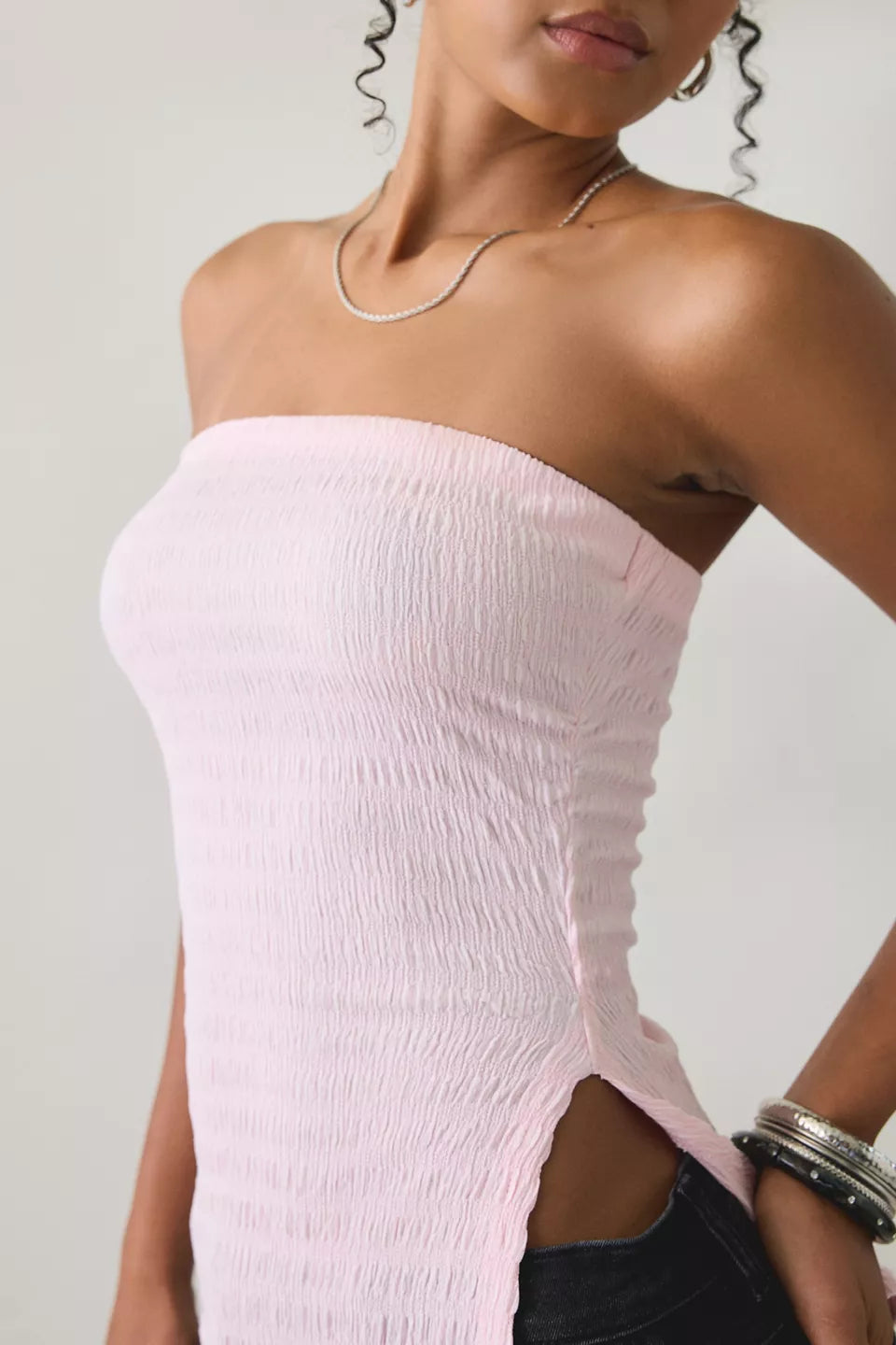 UO Afterparty Asymmetric Side-Slit Flyaway Tube Top