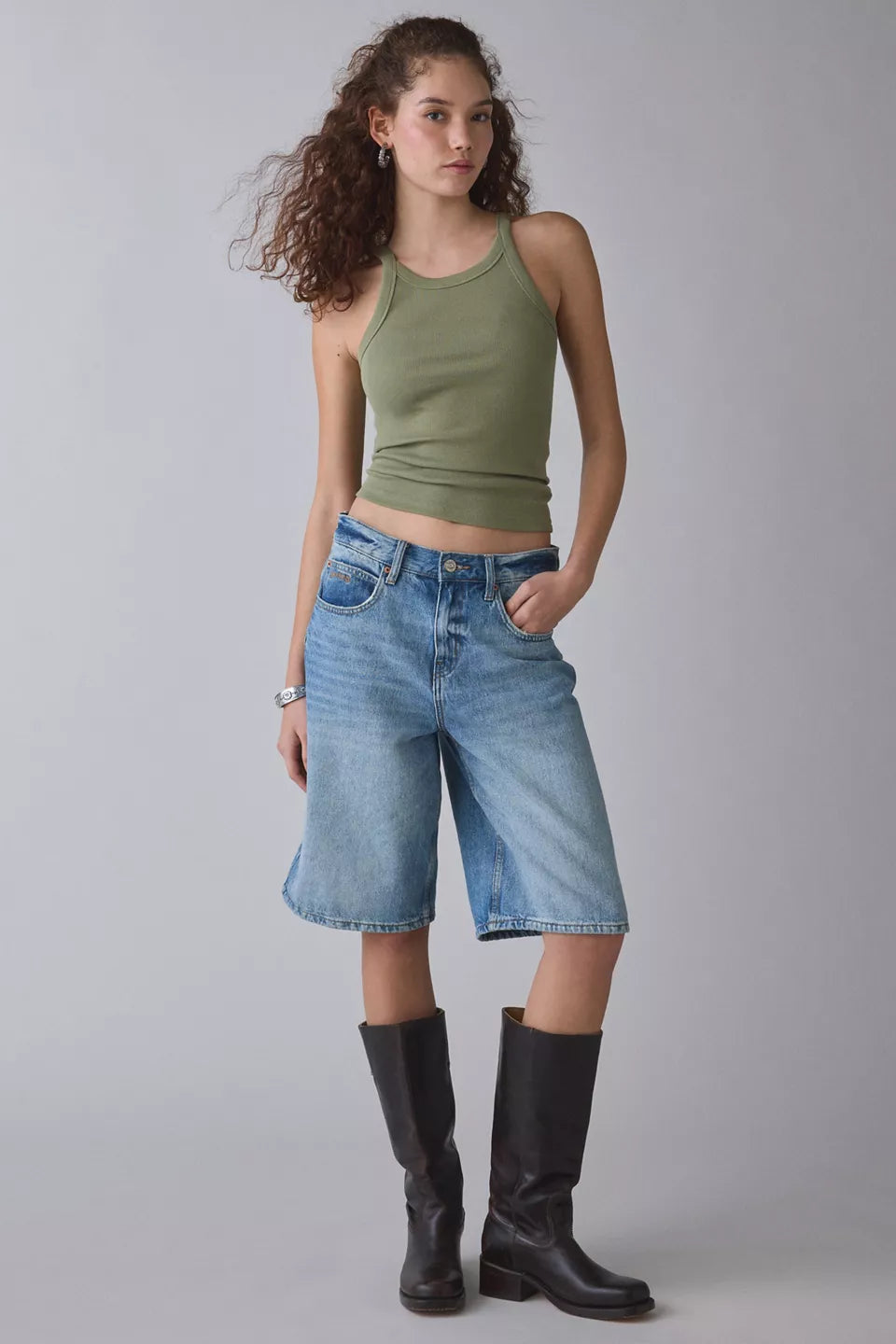 BDG Women's Off-Duty Ribbed Round Neck Tank Top