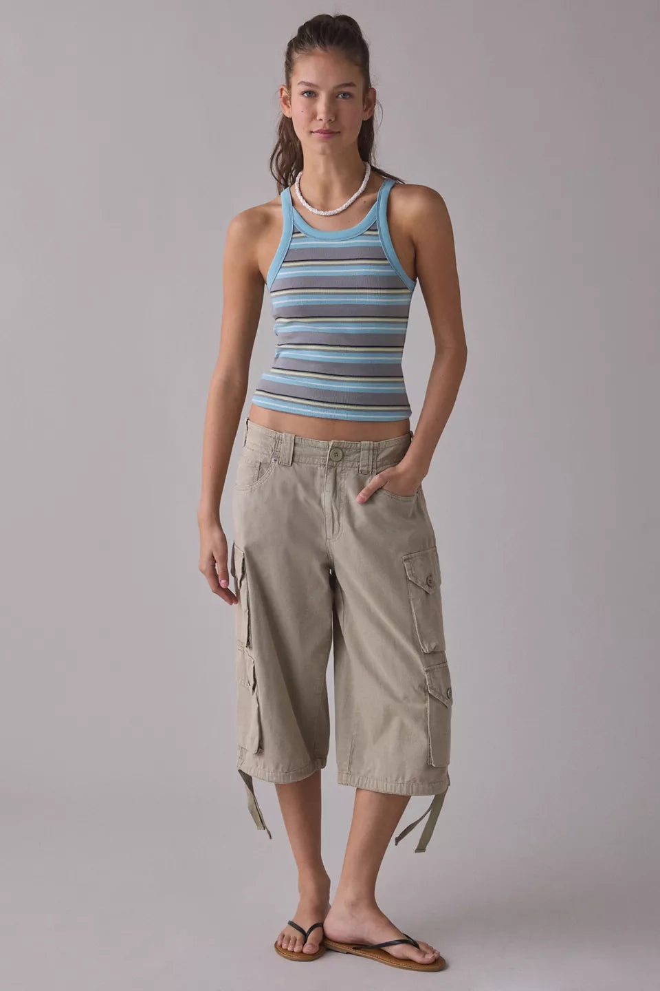 BDG Women's Off-Duty Ribbed Round Neck Tank Top