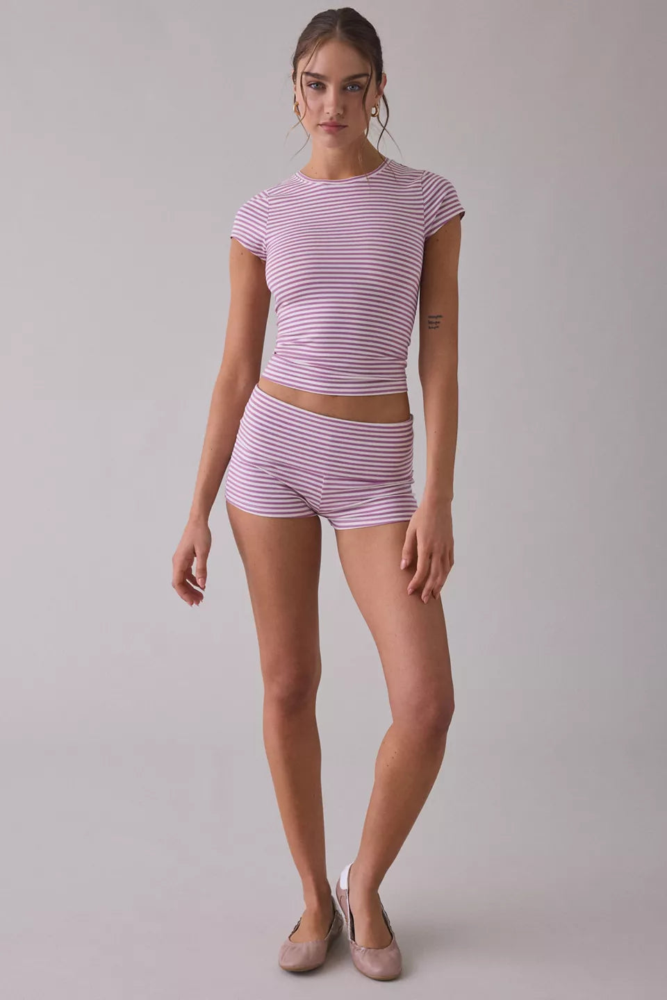 Out From Under Women's Bec Short Sleeve Cropped Baby Tee