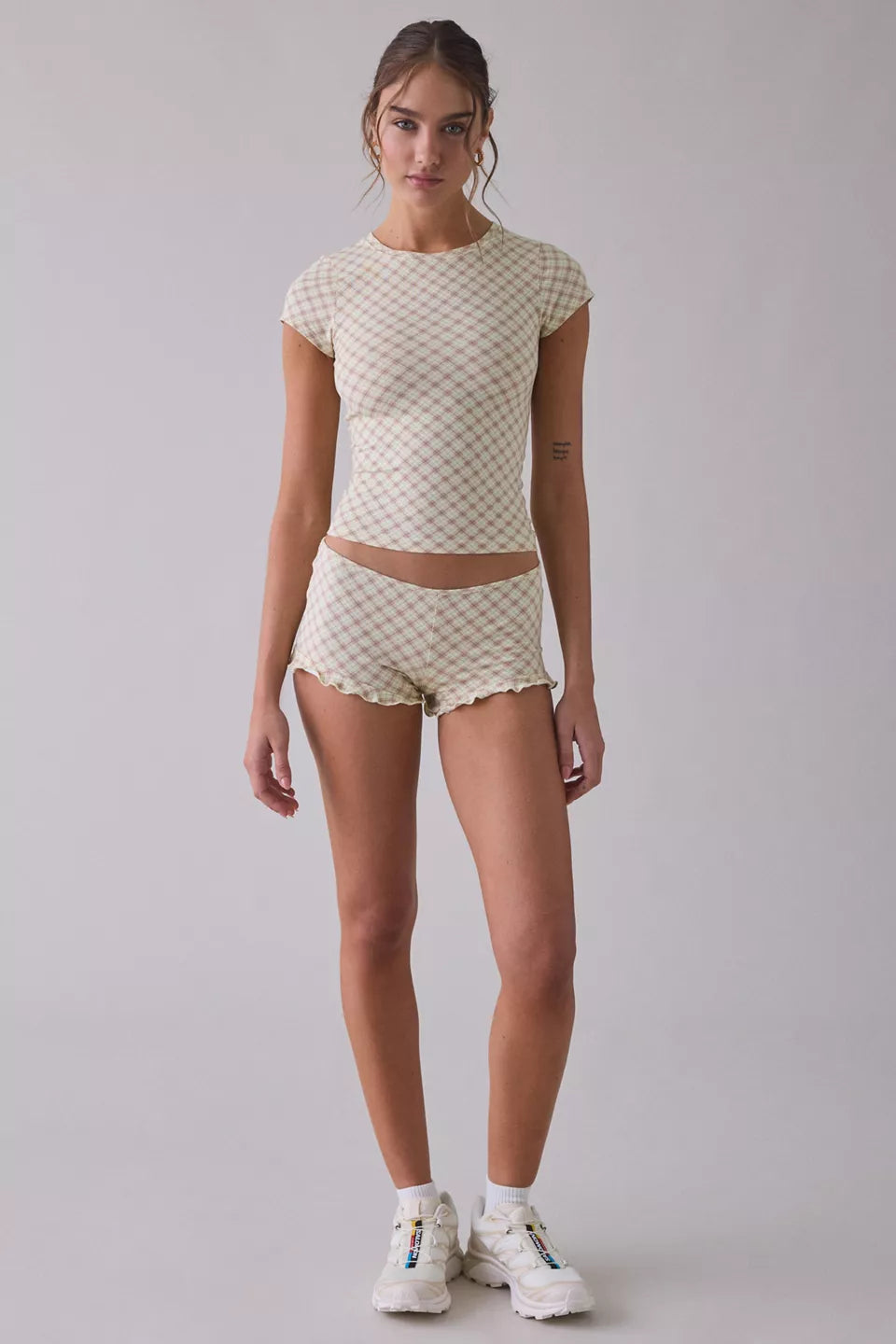 Out From Under Women's Bec Short Sleeve Cropped Baby Tee