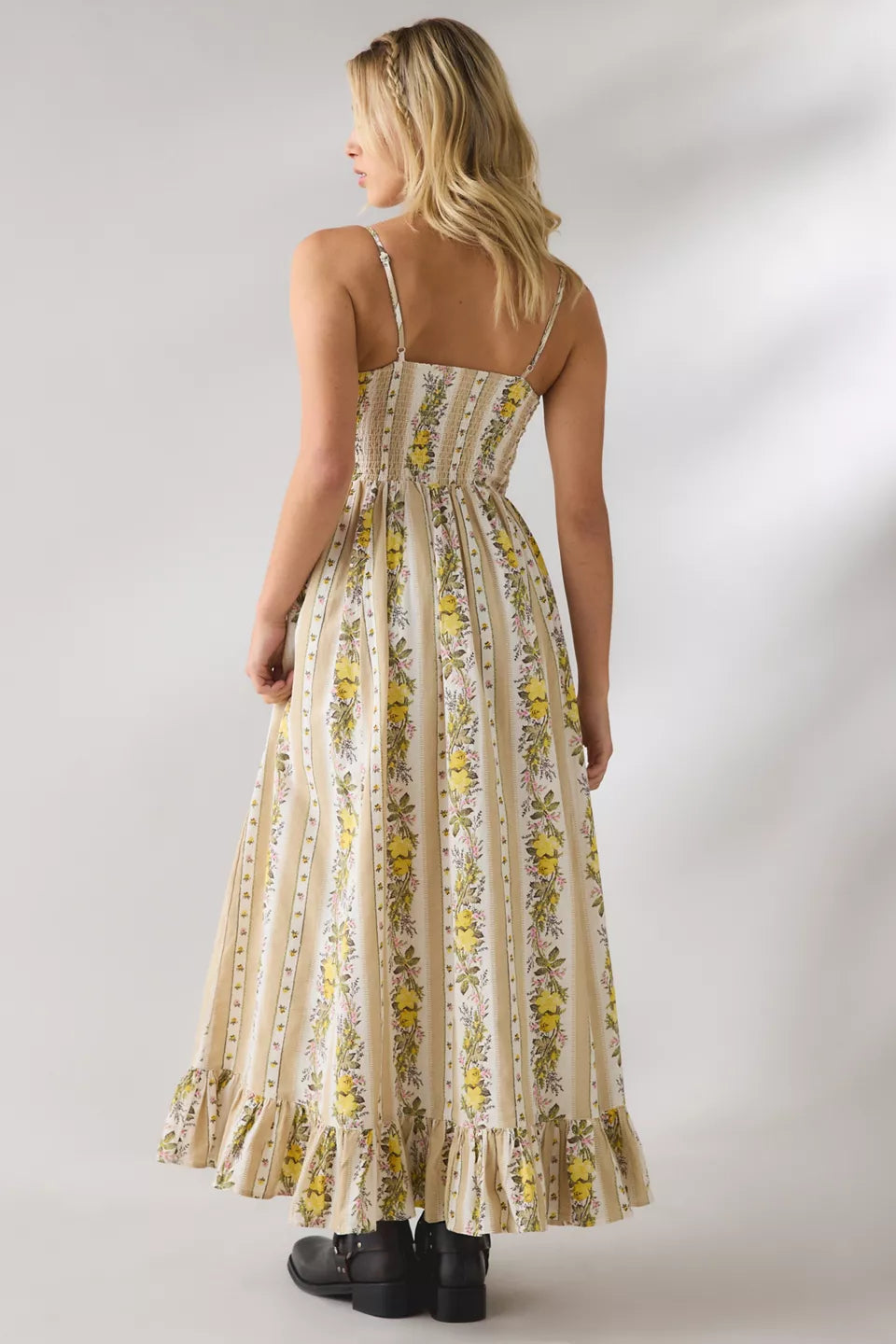 Women's Keepsake Tie-Front Smocked Cotton Maxi Dress