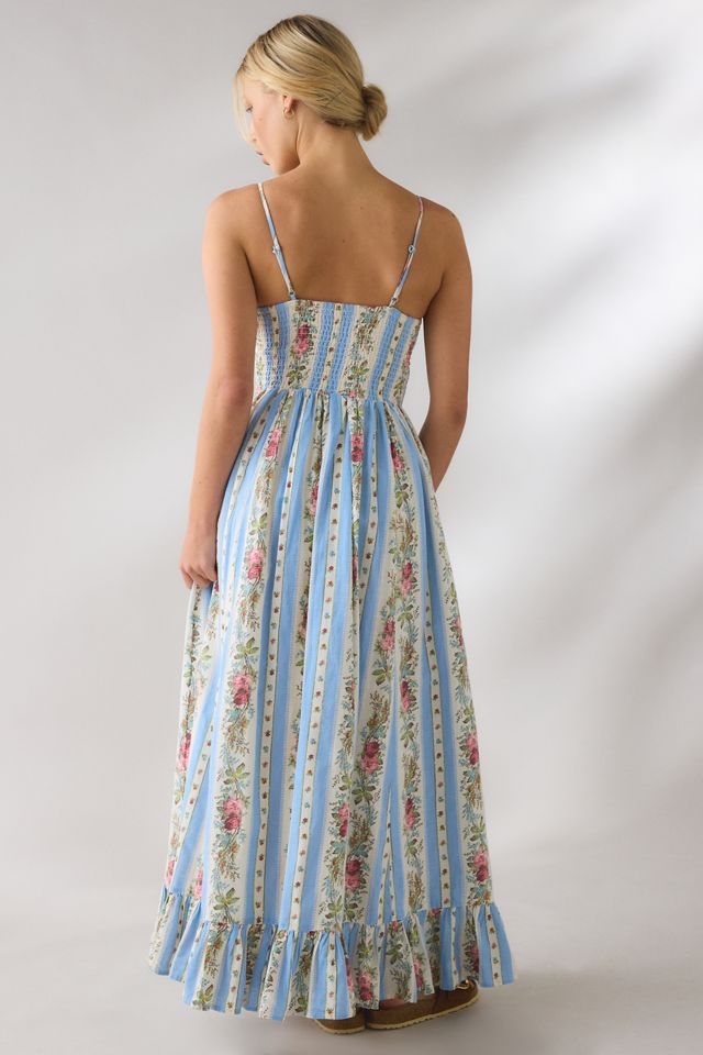 Kimchi Blue Women's Keepsake Tie-Front Smocked Cotton Maxi Dress