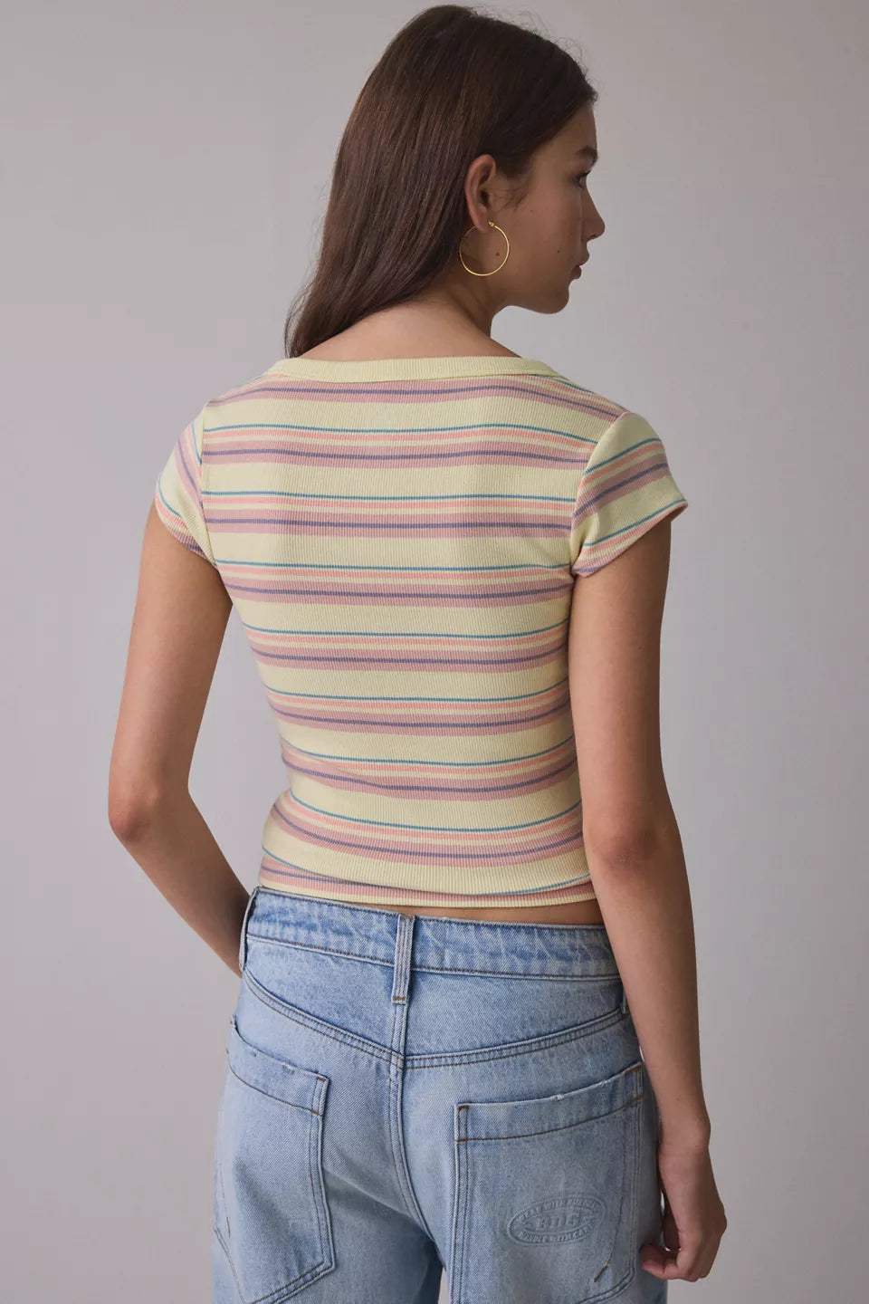 Women's Off-Duty Ribbed Scoop Neck Short Sleeve Tee