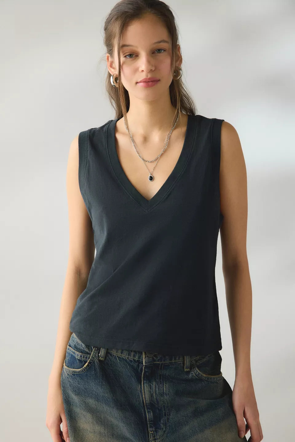 BDG Women's V-Neck Sleeveless Spill The Tee