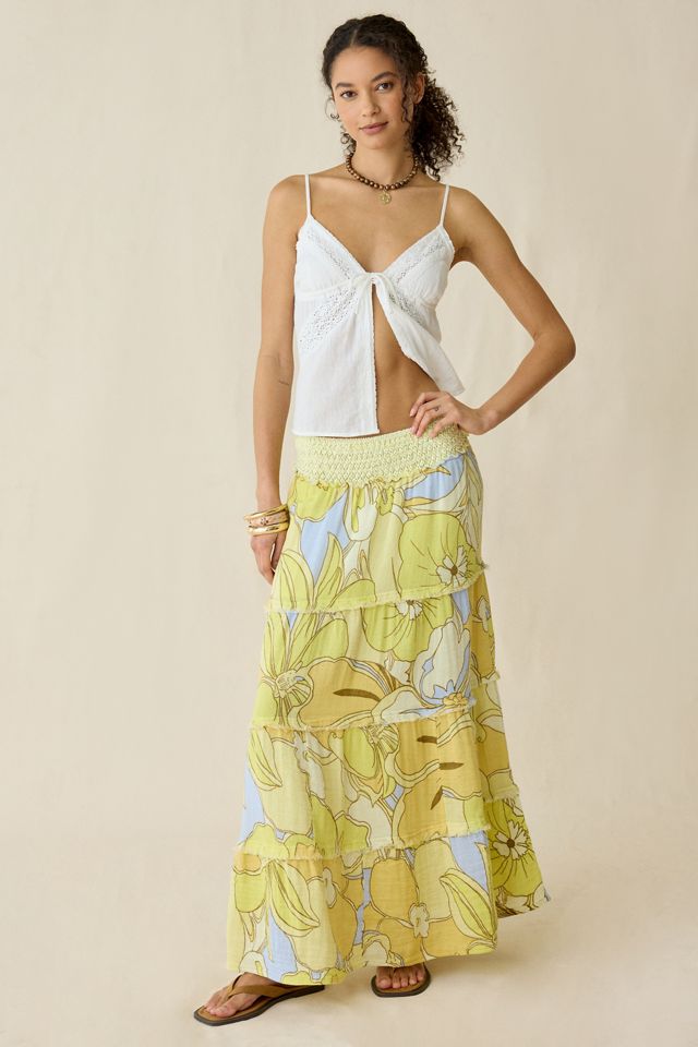 Kimchi Blue Women's On My Mind Smocked Waist Tiered Maxi Skirt