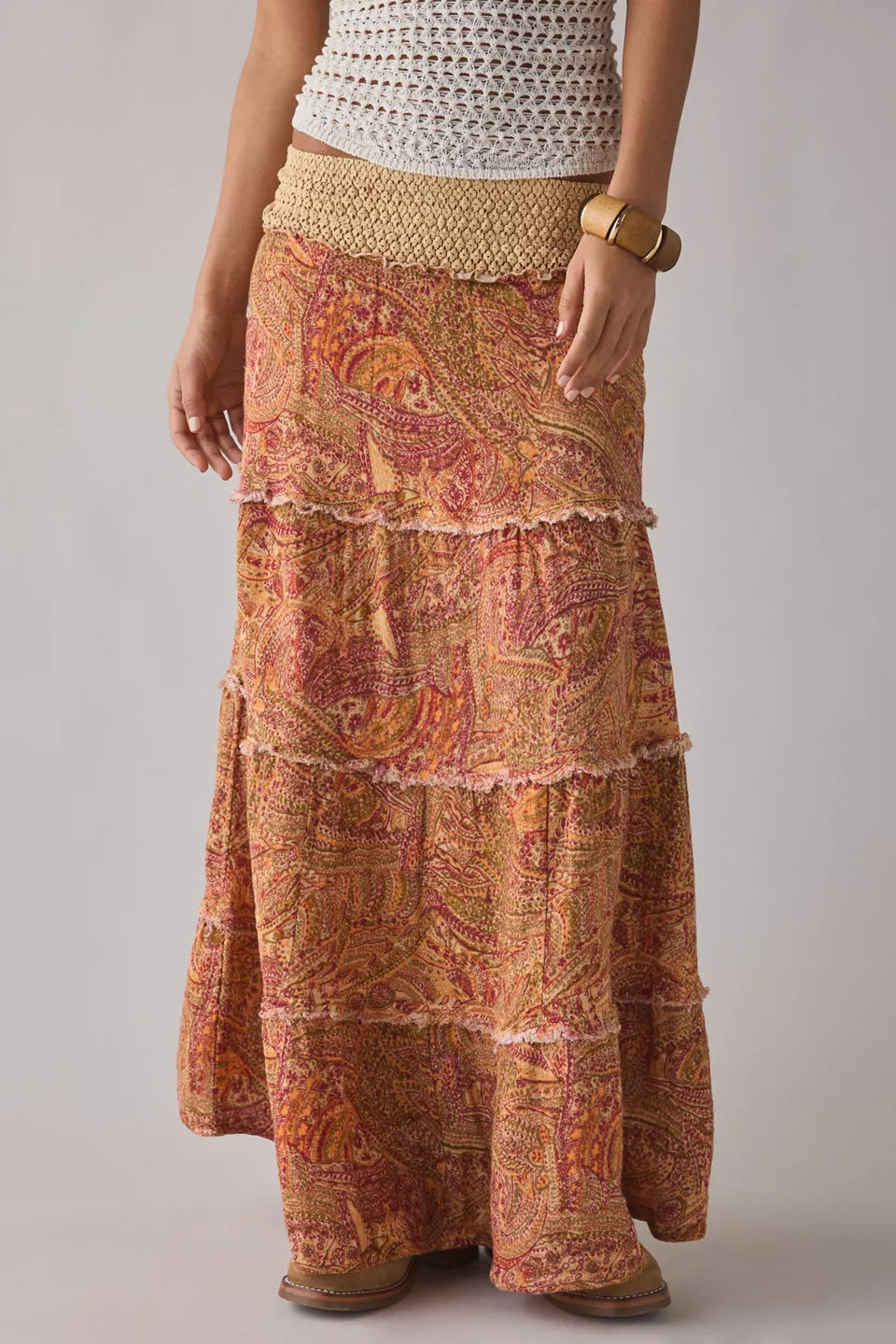 Women's On My Mind Smocked Waist Tiered Maxi Skirt