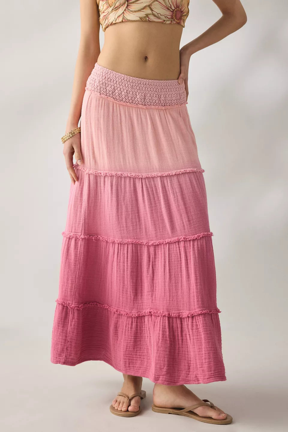 Women's On My Mind Smocked Waist Tiered Maxi Skirt