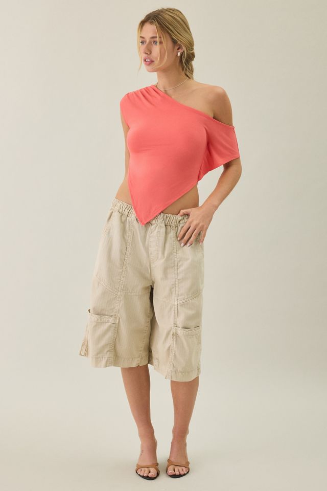 Urban Outfitters Women's Bia Jersey Knit Asymmetric Off-The-Shoulder Poncho