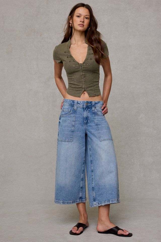 BDG Women's Nomad Baggy Wide Leg Cropped Jeans
