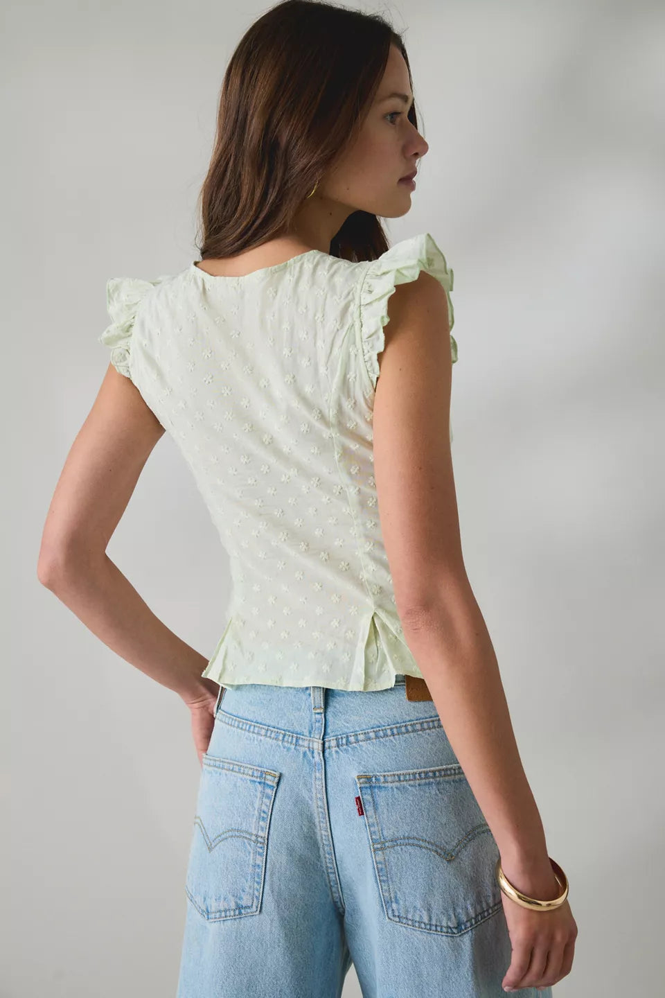 Women's Aurelia Lace Trim Flutter Sleeve Blouse