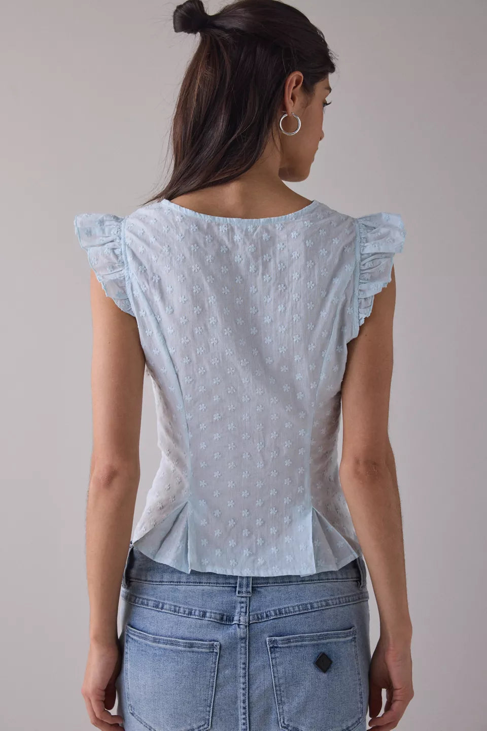 Women's Aurelia Lace Trim Flutter Sleeve Blouse