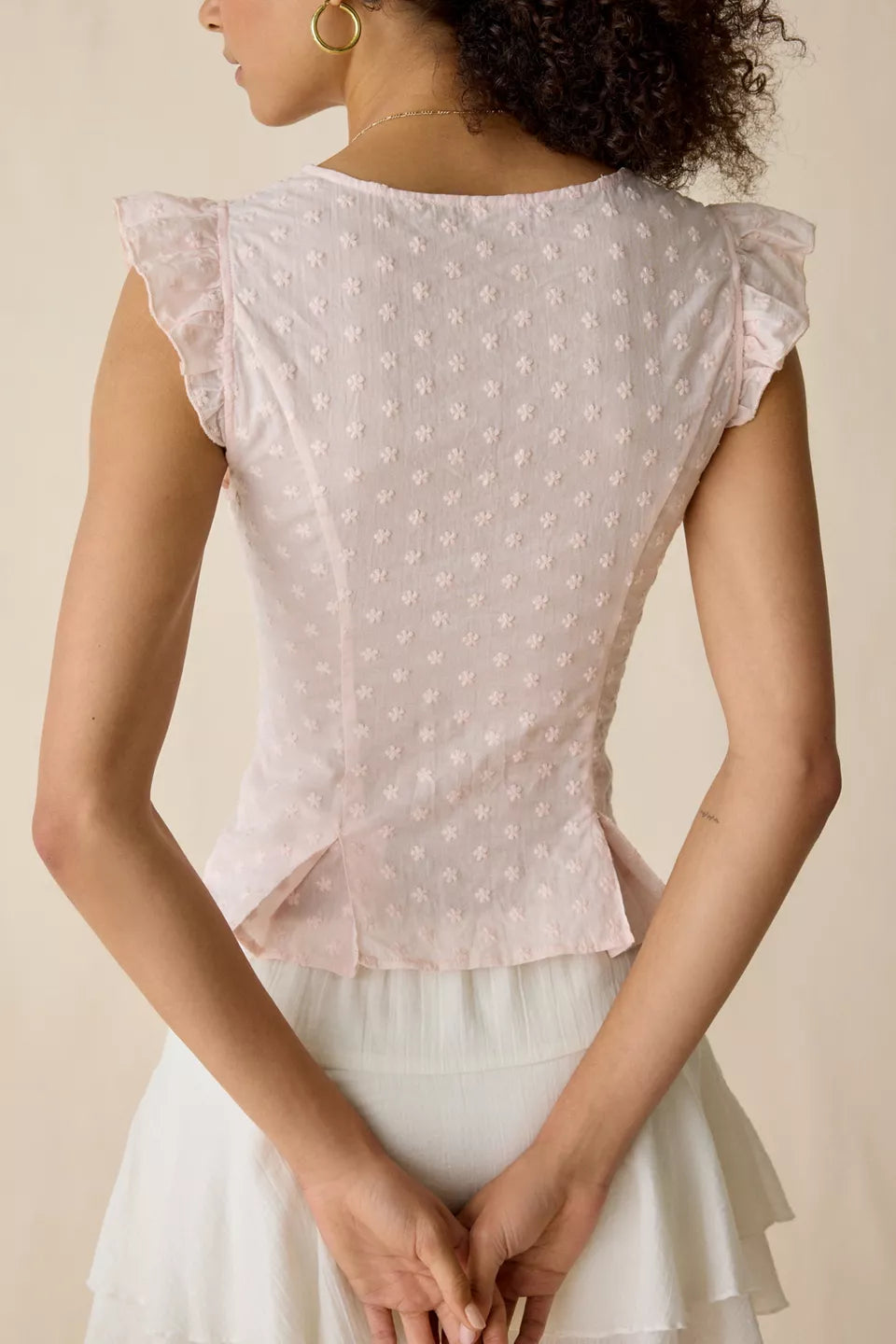 Women's Aurelia Lace Trim Flutter Sleeve Blouse