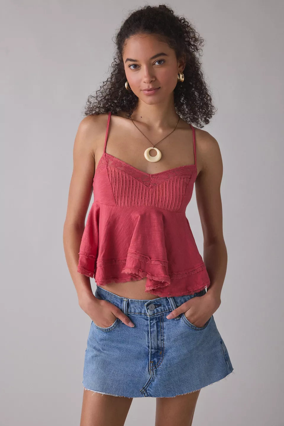 Women's Luckiest One Lace Trim Babydoll Cami