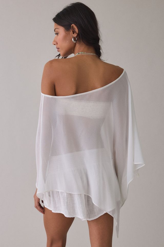 Urban Outfitters Women's Fete Feeling Sheer Off-The-Shoulder Poncho