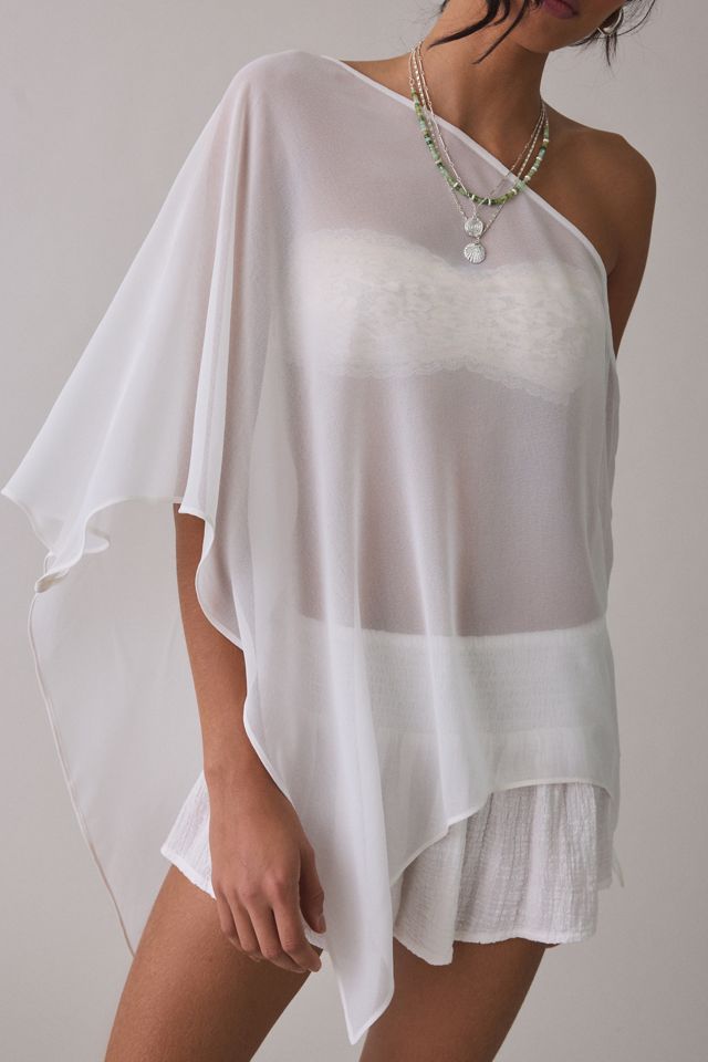 Urban Outfitters Women's Fete Feeling Sheer Off-The-Shoulder Poncho