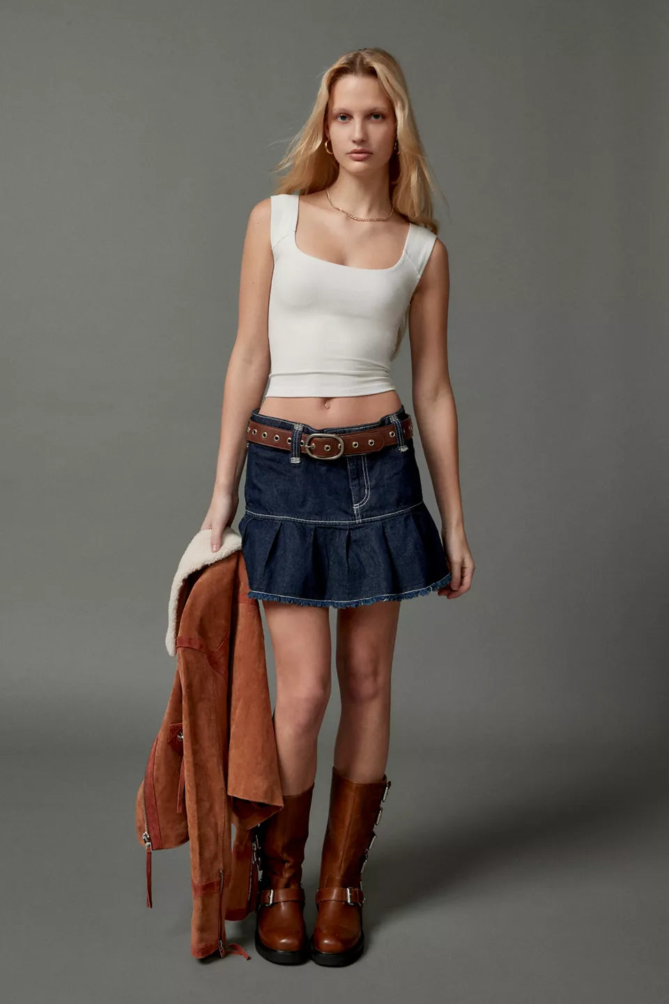 BDG Women's Ribbed Square Neck Cropped Tank Top