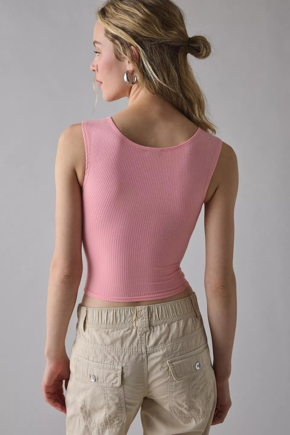 Women's Ribbed Square Neck Cropped Tank Top
