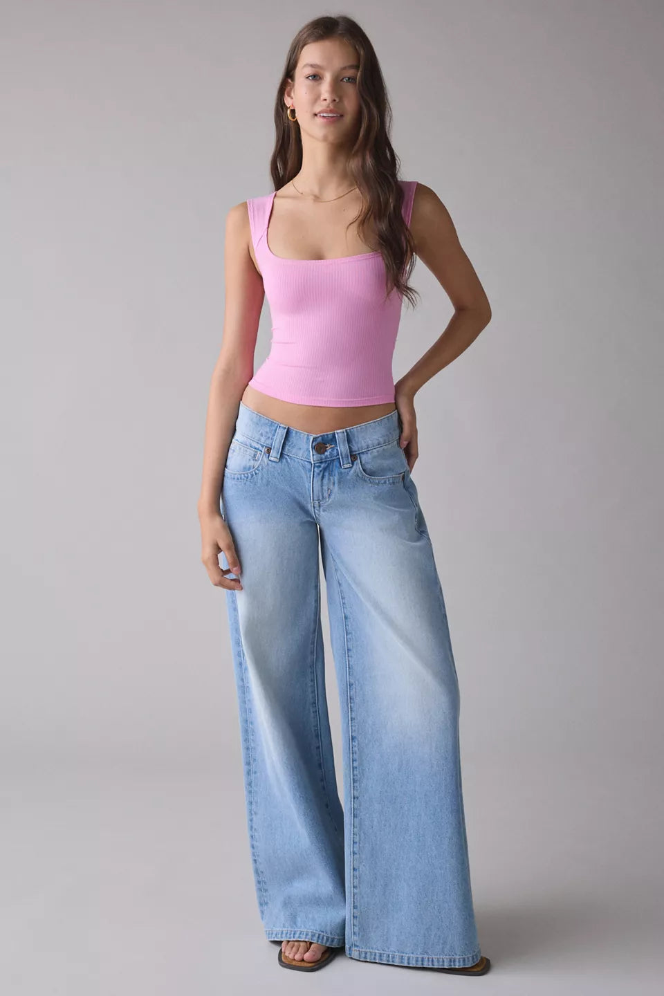 Women's Ribbed Square Neck Cropped Tank Top