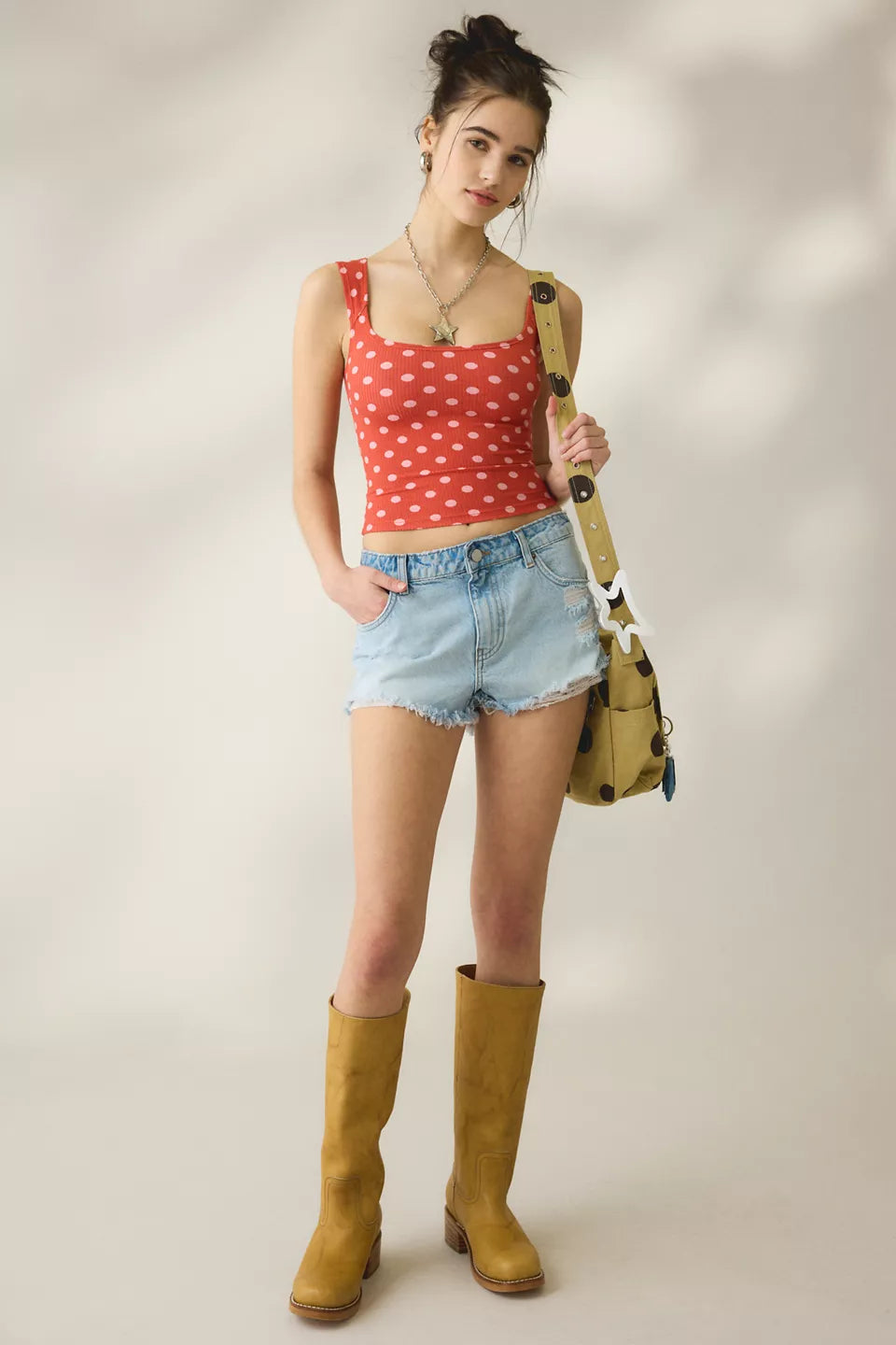 Women's Ribbed Square Neck Cropped Tank Top