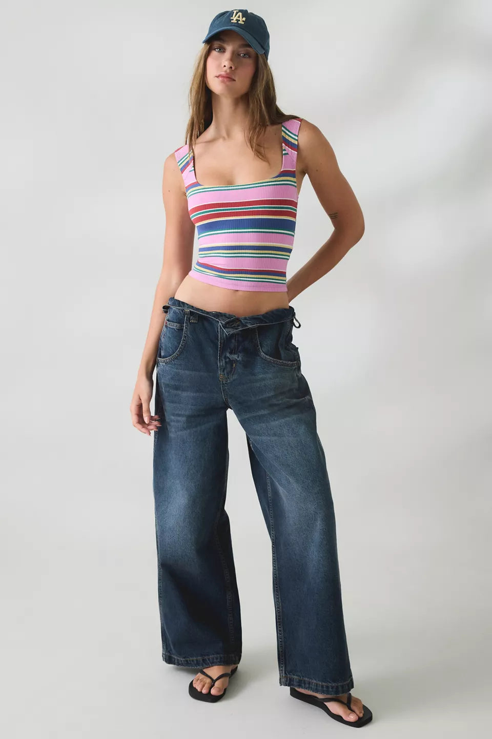 BDG Women's Ribbed Square Neck Cropped Tank Top