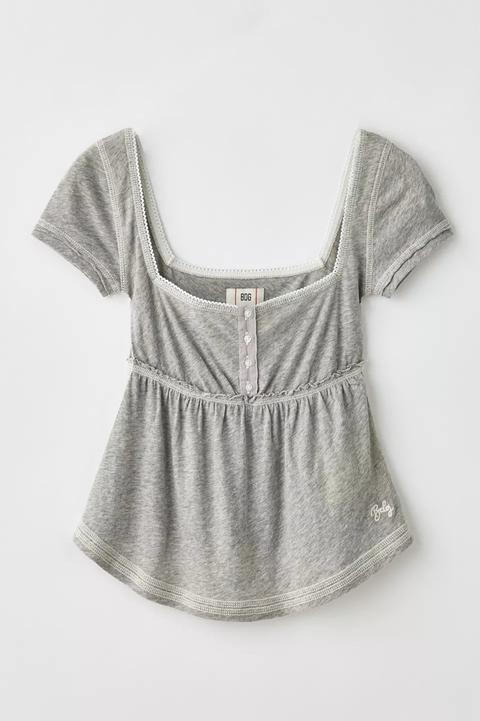 Women's Brittney Square Neck Henley Babydoll Tee