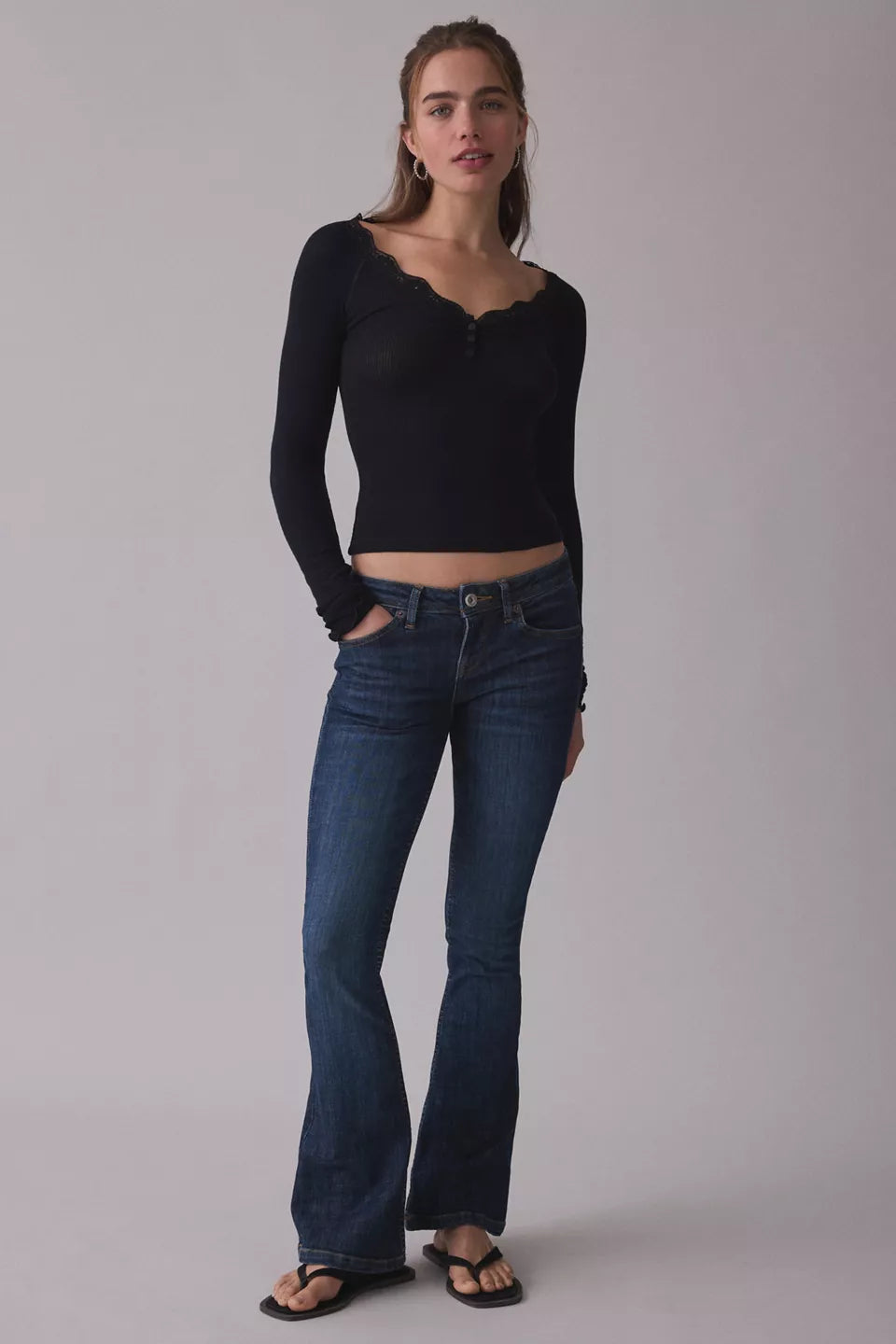 Out From Under Women's Diana Lace-Trim Henley Top