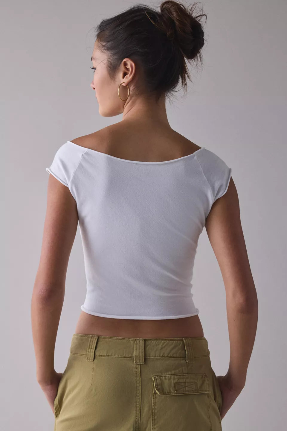 Women's Cotton Compression Boatneck Cropped Tee