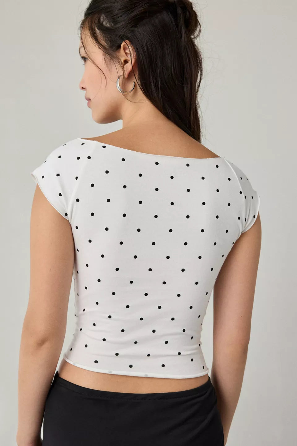 Women's Cotton Compression Boatneck Cropped Tee