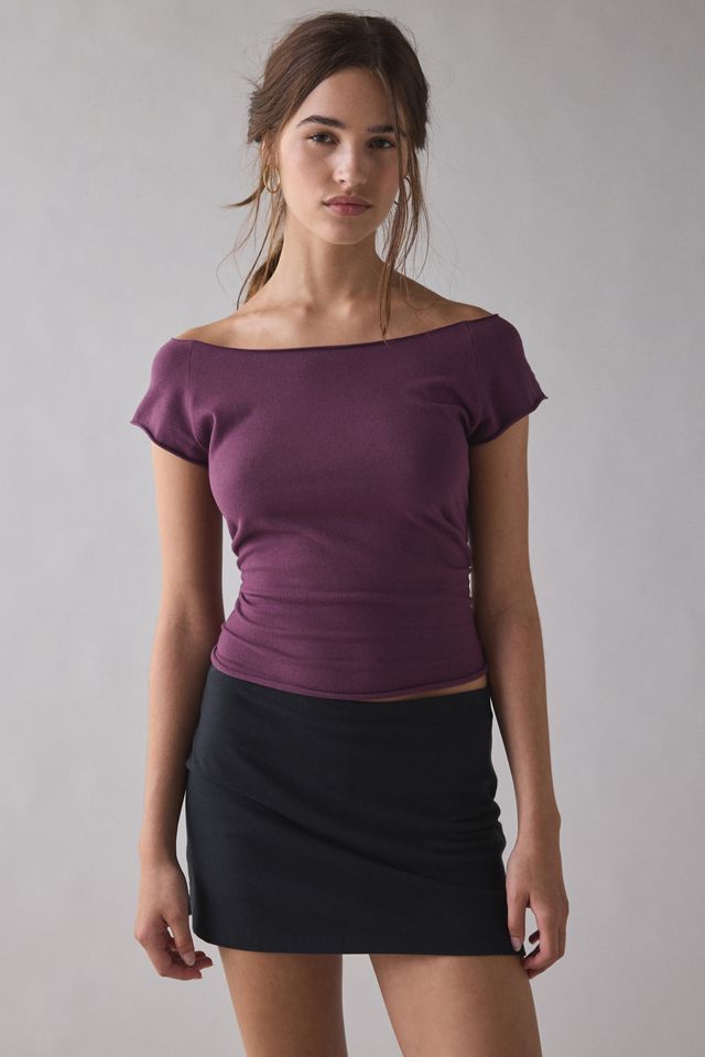 Out From Under Women's Cotton Compression Boatneck Cropped Tee