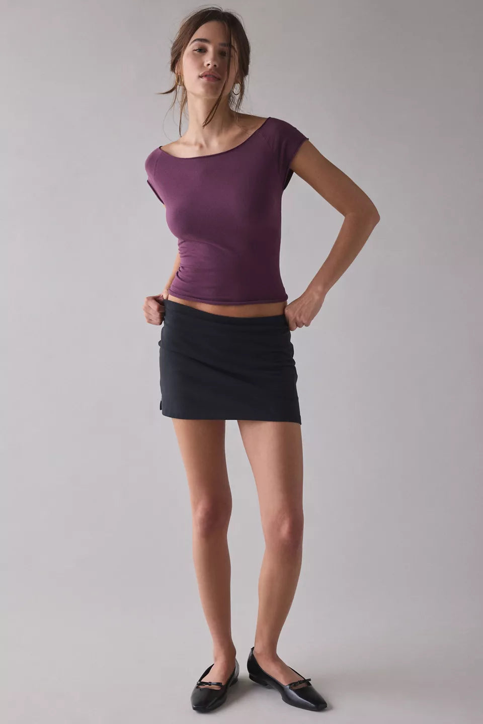 Out From Under Women's Cotton Compression Boatneck Cropped Tee