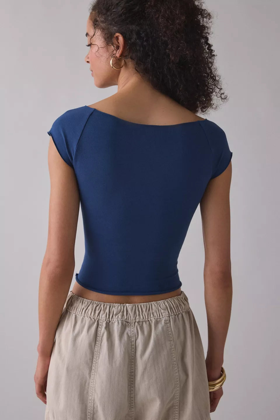 Women's Cotton Compression Boatneck Cropped Tee