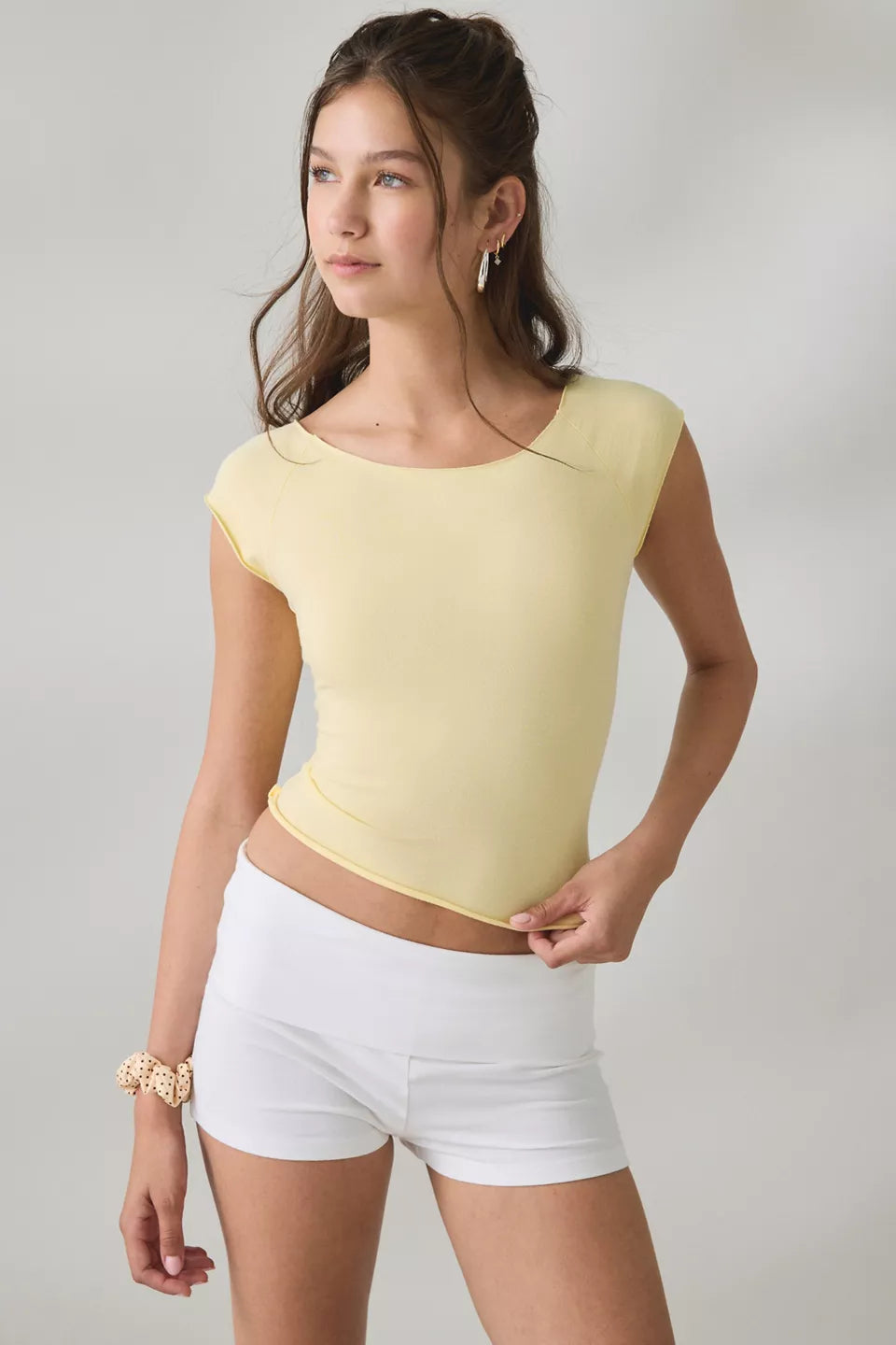 Women's Cotton Compression Boatneck Cropped Tee
