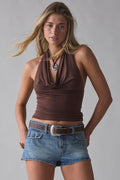 Silence + Noise Women's Coyote Cowl Neck Halter Top