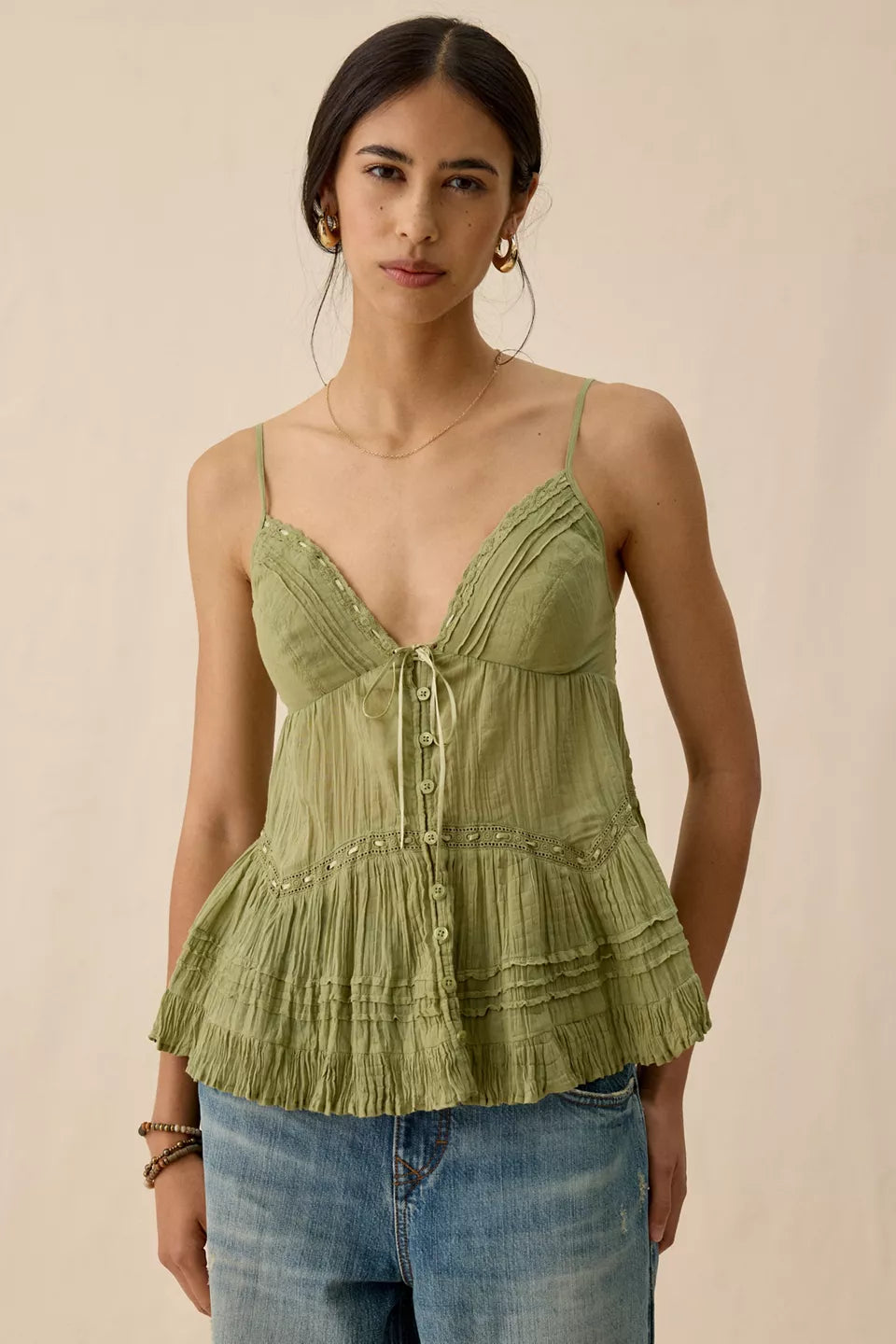 Women's Tara Embroidered Cotton Babydoll Cami
