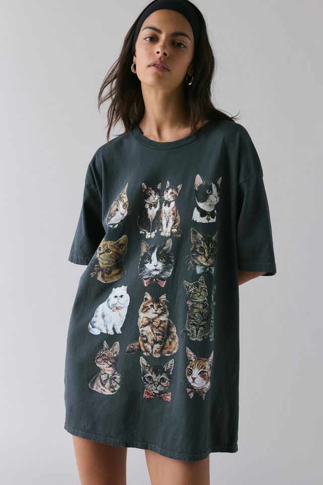 Urban Outfitters Women's Cat Graphic Oversized T-Shirt Dress