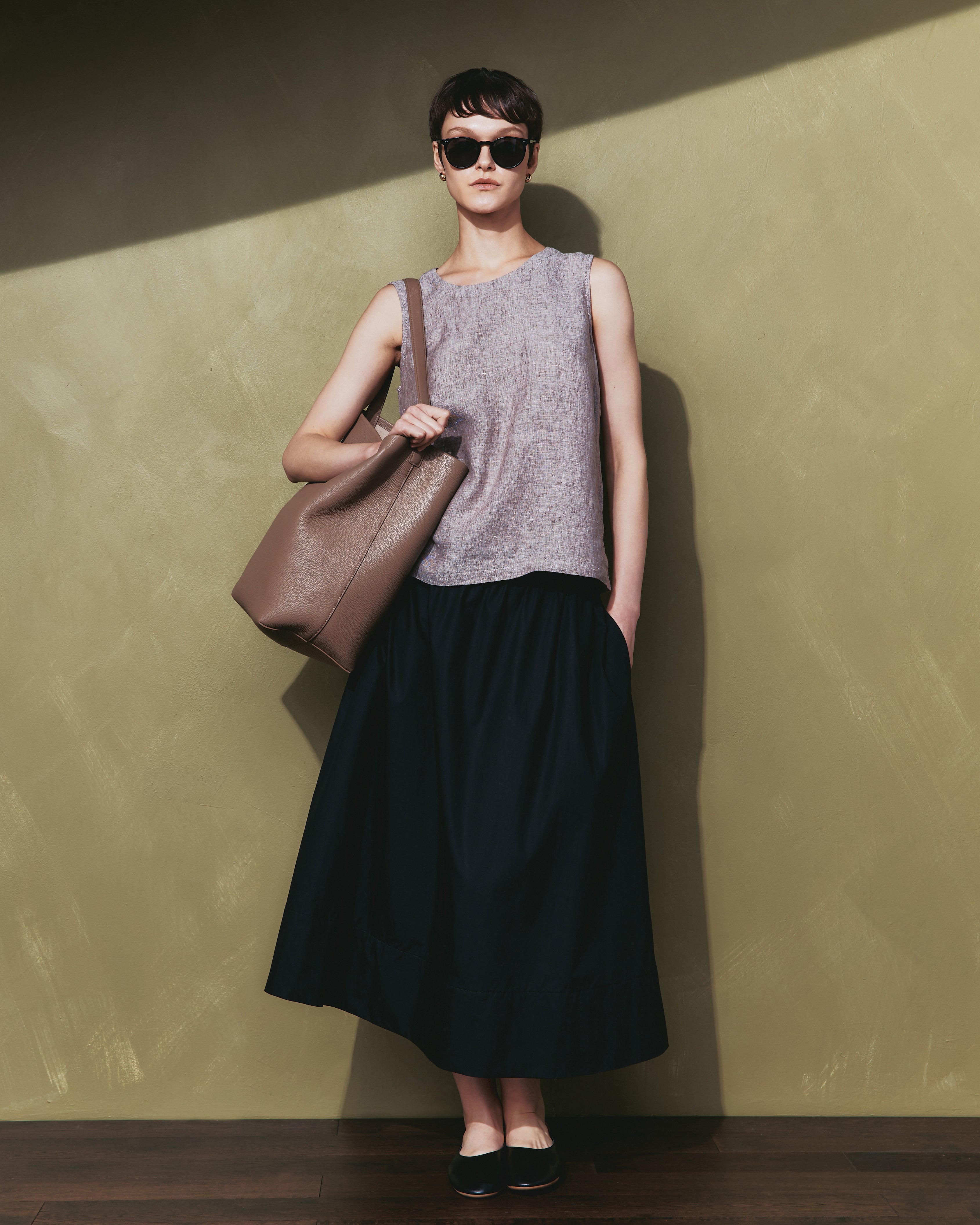 Quince Women's 100% Organic Cotton Poplin A-Line Maxi Skirt