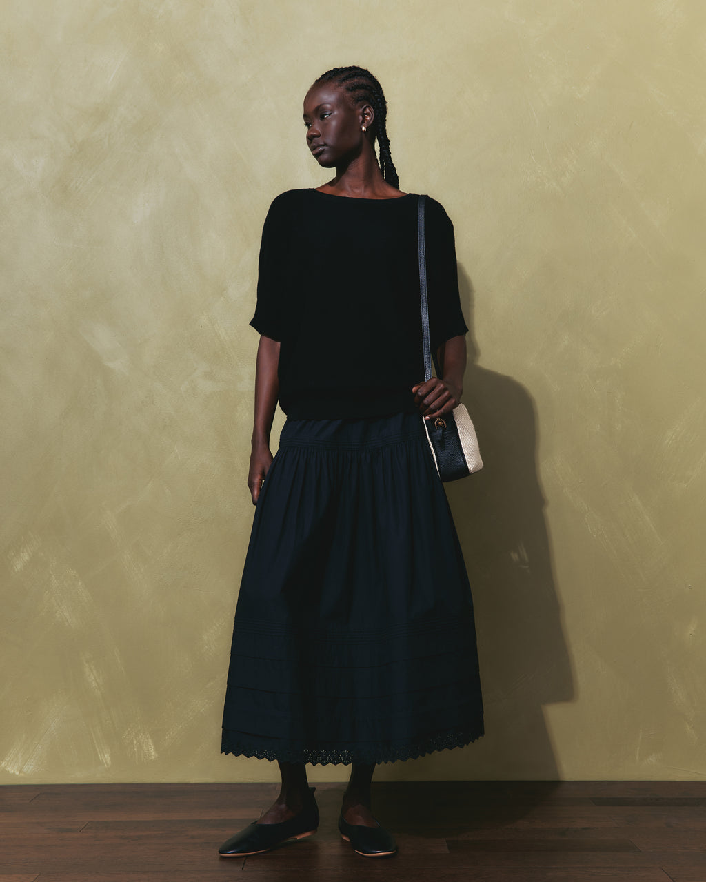 Quince Women's 100% Organic Cotton Poplin Pintuck Maxi Skirt
