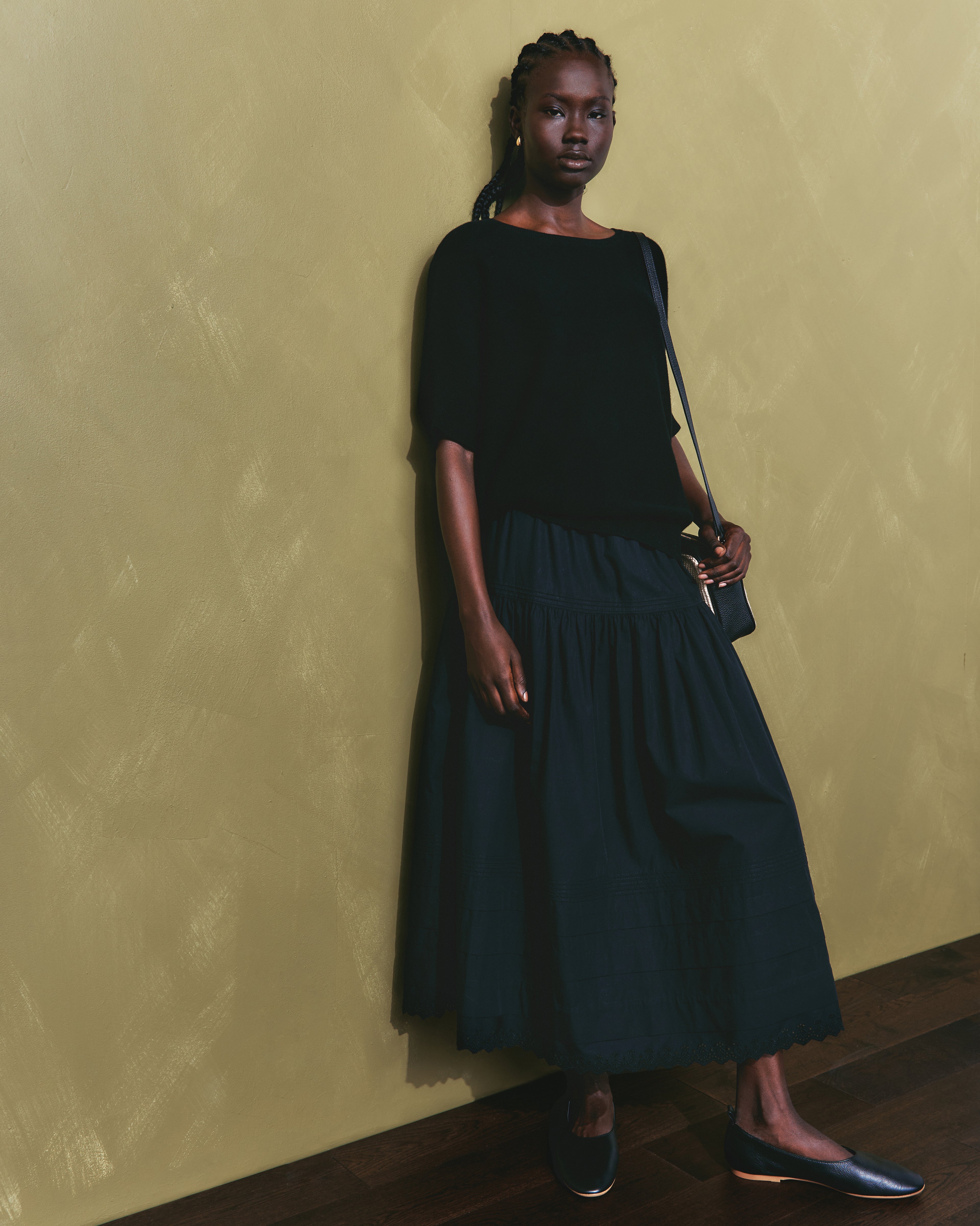 Quince Women's 100% Organic Cotton Poplin Pintuck Maxi Skirt